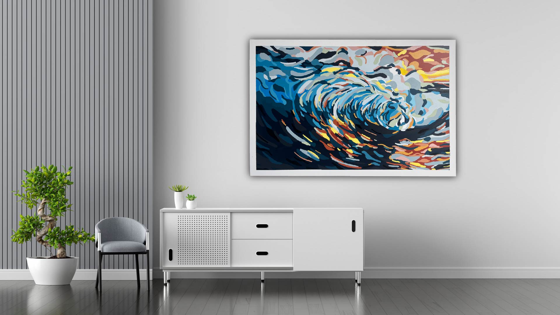 sun reflecting on wave-01 Stormy Ocean Canvas